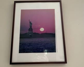 Statue of Liberty Pink Moon Photograph