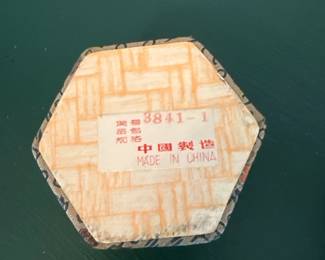 Hexagonal Coaster with Bird and Floral Motif second image