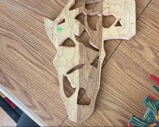 HandCarved Wooden Map of Africa with Big Five Wildlife second image