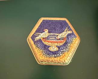 Hexagonal Mosaic Trinket Box with Doves