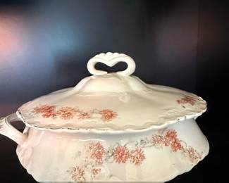 Vintage Sarreguemines Fontanges Porcelain Tureen with Floral Decoration