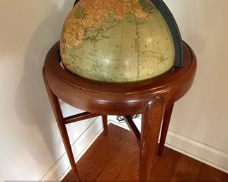Vintage Replogle Illuminated World Globe on Wooden Stand