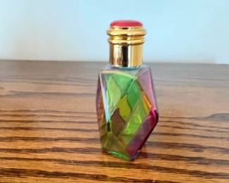 Vintage Iridescent Faceted Glass Perfume Bottle with GoldTone Cap