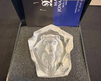 Mats Jonasson Mlers Crystal Lion Sculpture