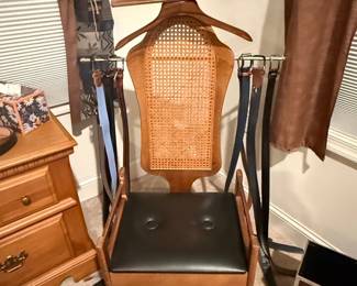 Vintage Cane Back Valet Chair with Hanger