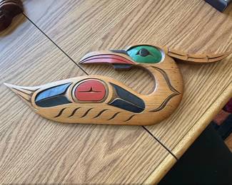 Carved Wooden Loon Wall Art by Larry Niel Barnes Northwest Coast Style