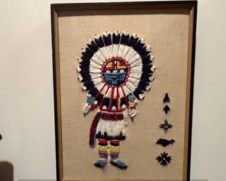 Hopi Mongwa Kachina Embroidery Wall Artwork