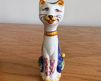 HandPainted Italian Ceramic Cat Figurine