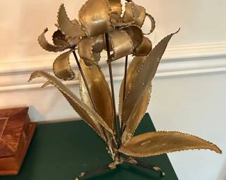 MidCentury Modern Brass Floral Sculpture second image