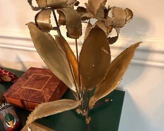 MidCentury Modern Brass Floral Sculpture
