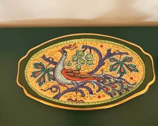Roman Mosaic Style Peacock Tray