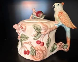 Porcelain Parrot and Cherry Teapot