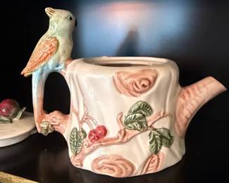 Porcelain Parrot and Cherry Teapot second image