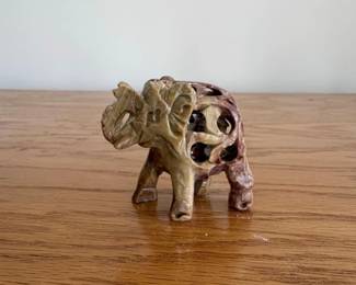 DoubleCarved Soapstone Elephant Figurine