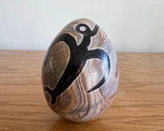 Polished Septarian Stone Egg with Black Inlay