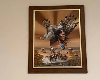 Native American Buffalo Hunt Painting