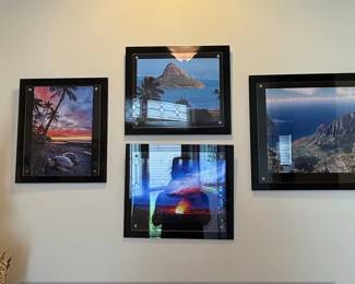 Set of Four Framed Tropical Landscape Photographs, including Hawaii scenes