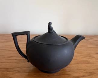 Wedgwood Black Basalt Teapot with Figural Finial