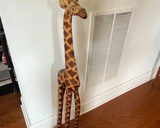 HandCarved Wooden Giraffe Statue, ft