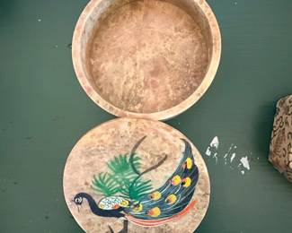 Marble Trinket Box with Peacock Motif second image