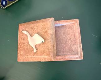 Marble Trinket Box with Bird Inlay second image