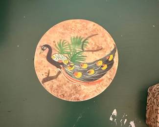 Marble Trinket Box with Peacock Motif