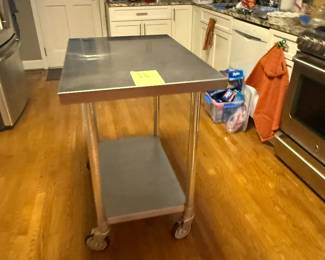 $100- Stainless Steel Cart- 36 inches deep, 24 inches wide, 35 inches tall