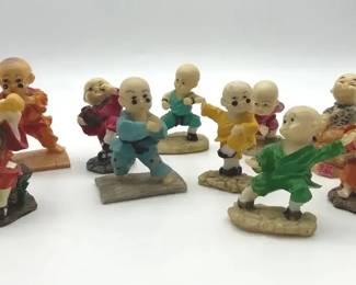 Assorted Mini Asian Monk Figurines, Martial Arts  Musical Themes