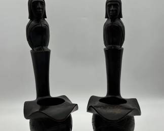 Set Of 2 Wooden Sculptures