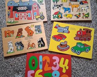 Antique Fisher Price Wooden Toddler Puzzles And Others