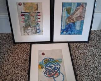 3 Signed Mixed Media Framed Artworks