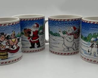 Set Of Four Sakura Santas Wonderland Mugs