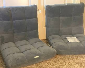 2 Folding Floor Sofa Chairs  BlueGrey