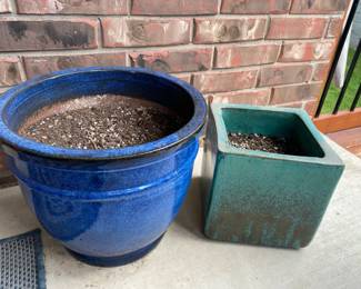 Two Large Glazed Planting Pots