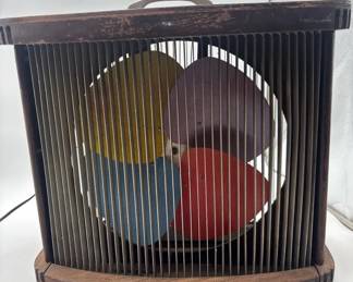 Vintage Portable Box Fan with Multicolor Blades  Works