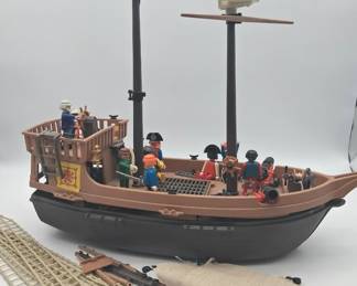 Vintage Playmobil Pirate Ship Playset