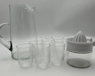 Glass Pitcher And Glass Juicer With 8 Decorative Glasses