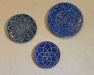 3 Pc Blue Lightweight Wall Art Tin Or Aluminum