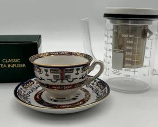 Japanese Ironstone Ware Teacup And Saucer With Tea Infuser