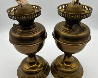 Pair Of Vintage Brass Hurricaine Lamps