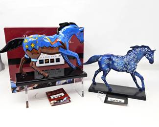 Trail of Painted Ponies #12298 Thunder Horse 1E/4959 w/ Box & #12202 Snowflake 1E/1354 - No Box - Tail Damage