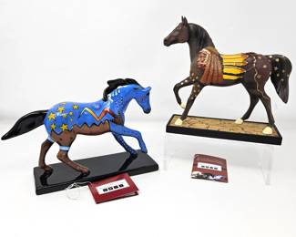  Trail of Painted Ponies #12298 Ceramic Thunder Horse 1E/2509 & #12263 Dreamwalker 1E/2538 w/ Boxes