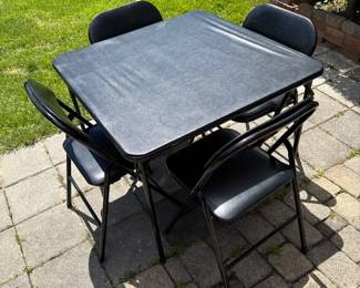 Black Card Table With 4 Padded Chairs