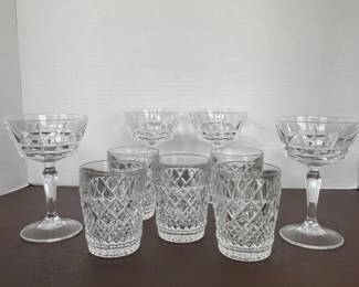 Crystal Drinkware Lot, 9 Pieces