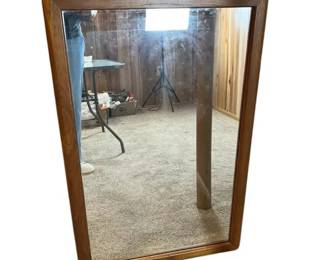 Mid Century Thomasville Walnut Rounded Corner Mirror, Heavy