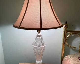 Vintage Table Lamp Hollywood Regency Cut Glass Gold Base