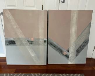 2 Large Canvas Paintings 30 x 40, Signed Lee Reynolds