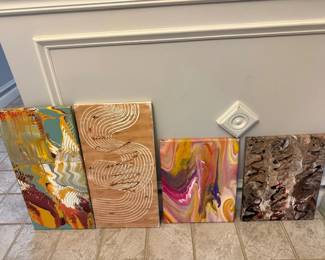 4 Chocolate City Art Canvas Paintings, Unframed