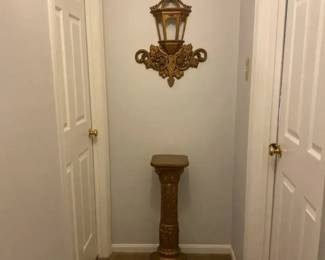 Homco Decorative Lantern and Pedestal