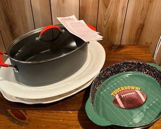 New Rachel Ray Pot Touchdown Ceramic Dish Turkey Platters